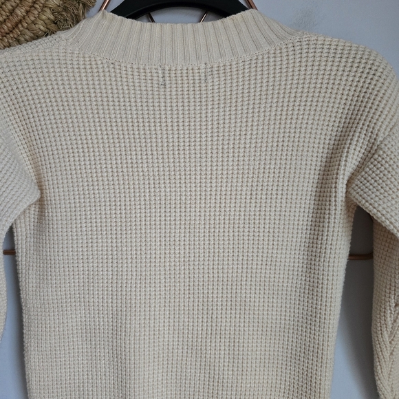 Belati Boy's Cream Chunky Rib Knit V-Neck Double Button Cardigan Size 7 Years - Picture 5 of 8